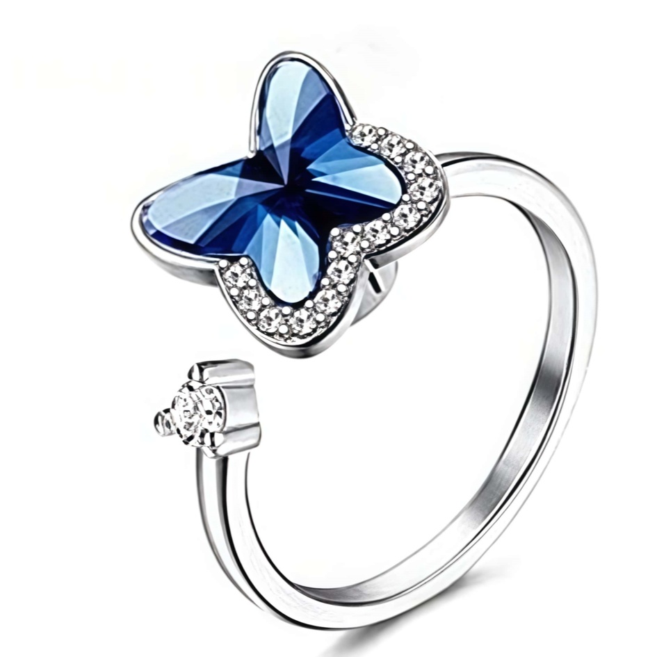 Rotatable Fidget Spinner Ring Womens Open Adjustable Anxiety Relief Rings